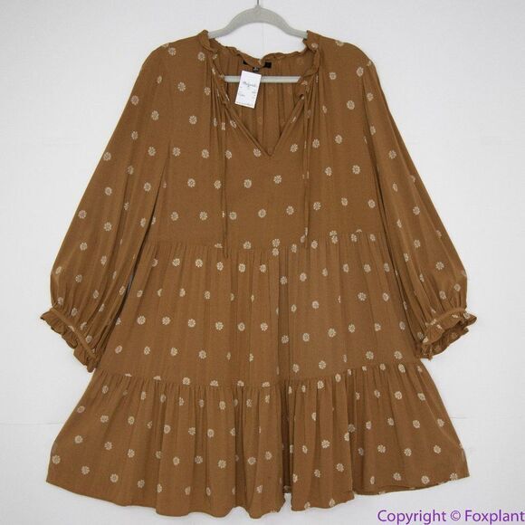 NEW Madewell Tie-Neck Tiered Mini Dress in Bloom Dot, ND169, XL - Picture 3 of 16